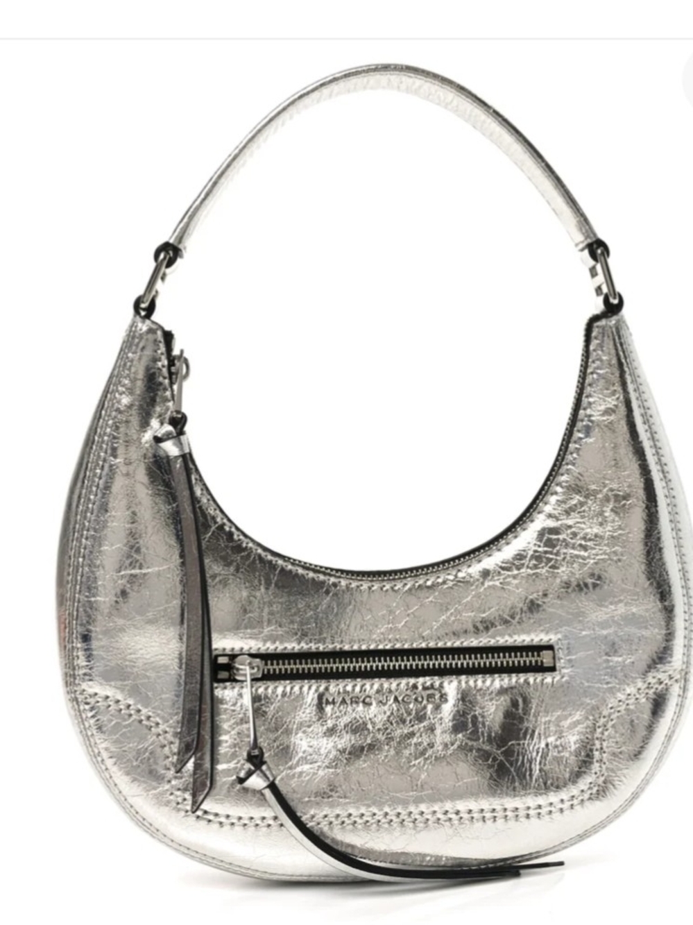 Marc Jacobs Metallic Silver Leather Hobo Shoulder Bag - Picture 9 of 13